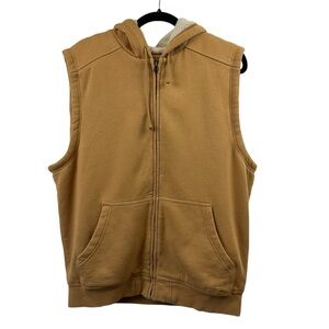 LL Bean Katahdin Iron Works Sherpa Lined Hooded Full Zip Vest Men's Size Medium